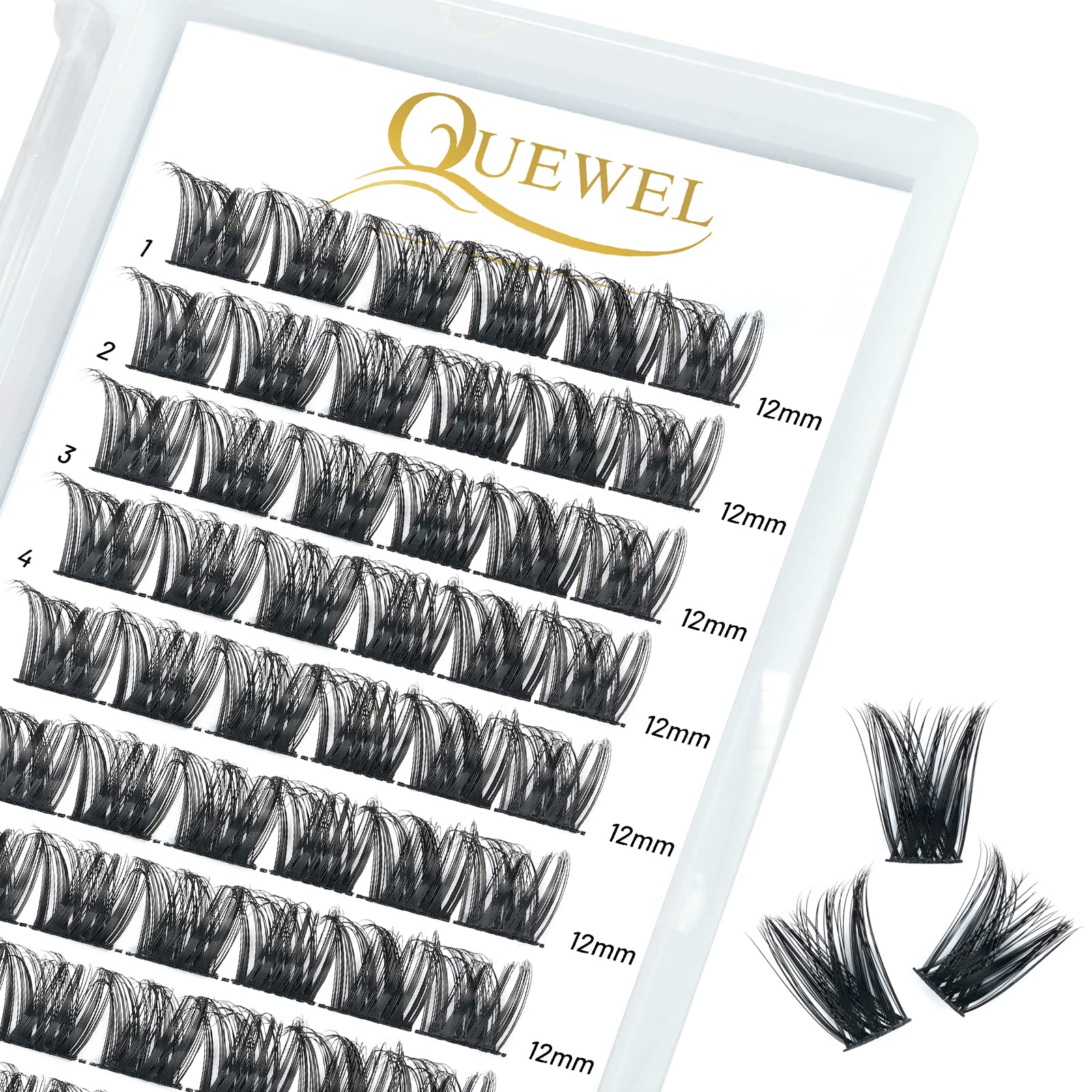 QUEWEL DIY Cluster Lashes - Individual Volume False Eyelashes, Soft & Light, Segmented, For Makeup Home Use (Honey01-D-MIX8-16mm) — view 31