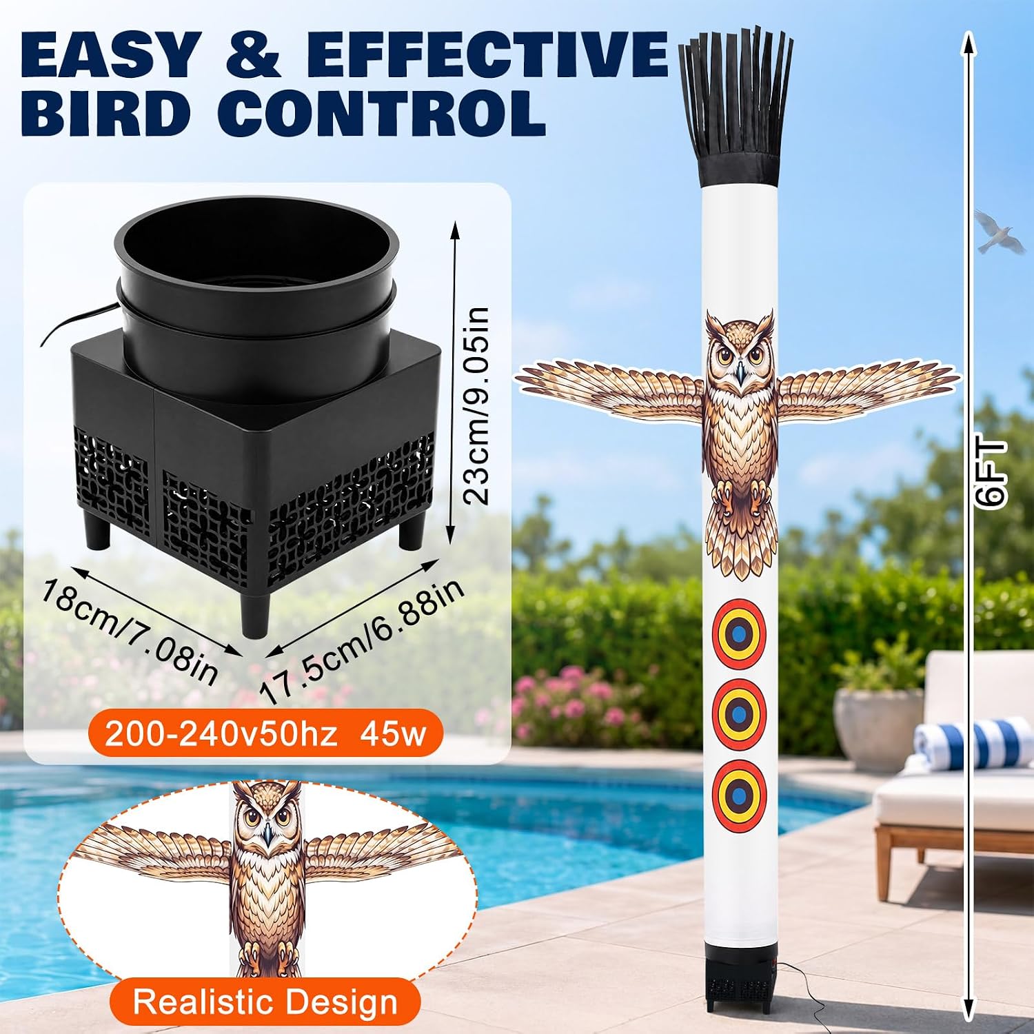 6 ft Pool Bird Deterrent Device, Reflective Duck Deterrent image 2