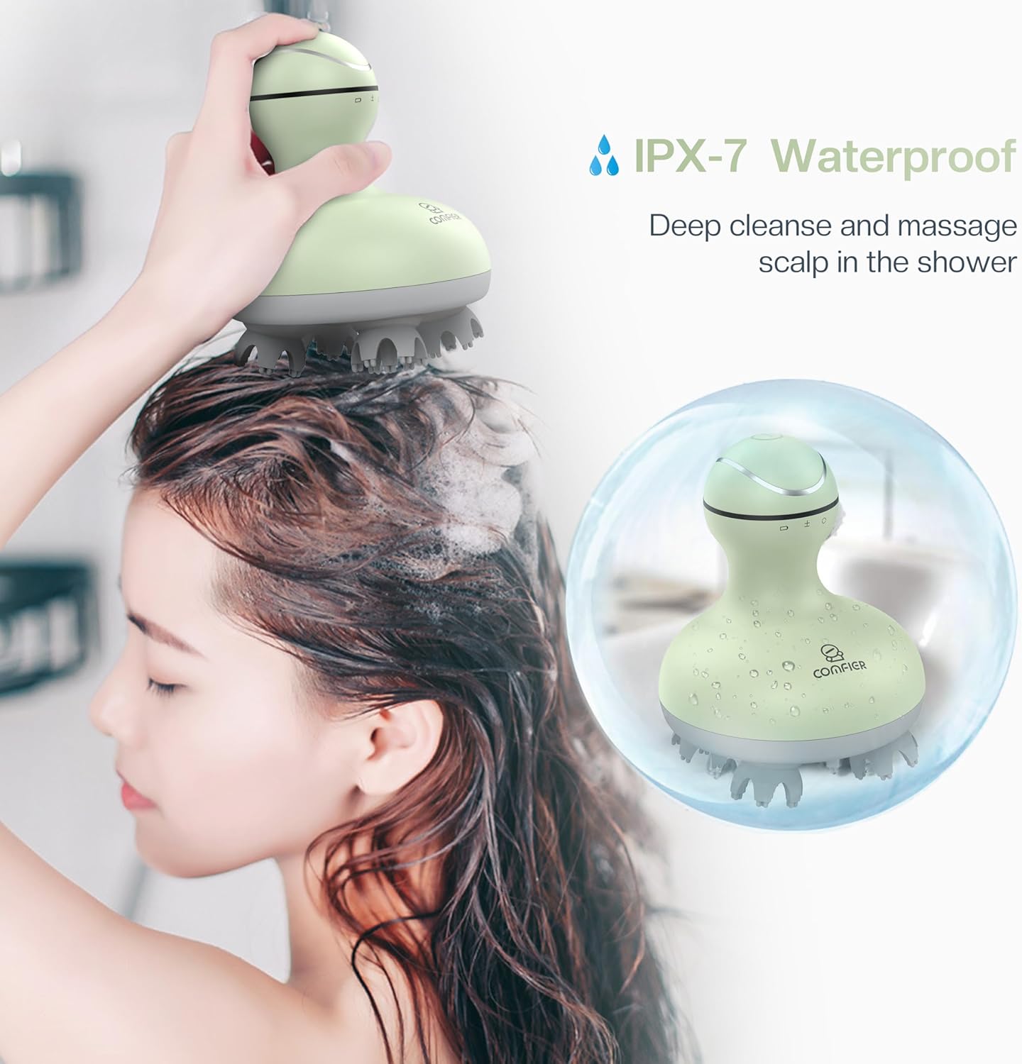 COMFIER Electric Cordless Hair Scalp Massager,Waterproof Head Massager with Mutlti-Modes Vibration,Portable Handheld Head Scratcher for Hair Growth,Full Body Kneading & 84 Massage ...
