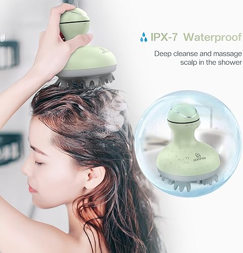 Miniatura 4 de COMFIER Masajeador de cuero cabelludo, rascador eléctrico de cabeza, masajeador de cabeza portátil para el crecimiento del cabello con 84 nodos de