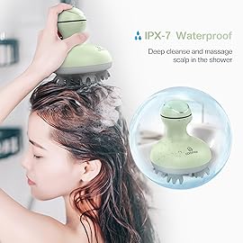 COMFIER Scalp Massager, Electric Head Scratcher, Portable Head Massager for Hair Growth with 84 Silicone Massage Nodes, Dog&Cat Massager, Rechargeable, Waterproof, Gifts for Mom,Dad,Women,Men (Green)