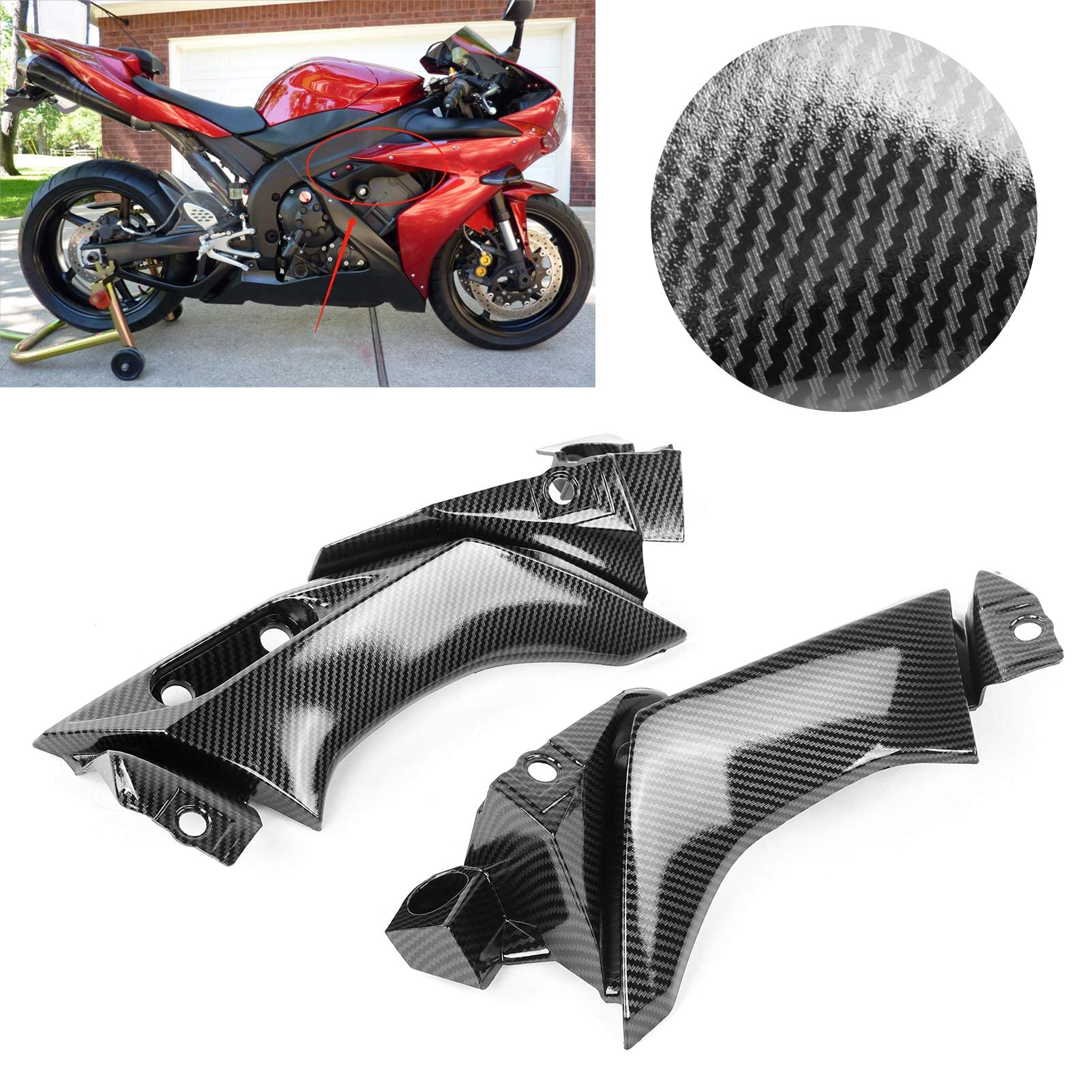 Carénage de moto, panneau latéral de carénage de genou de moto de Style en Fiber de carbone pour R1 2004-2006