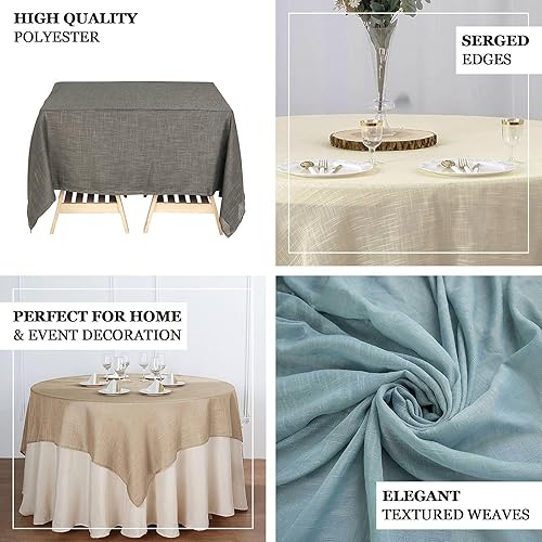 Miniatura 4 de Efavormart - Superposición cuadrada de lino sintético de alta calidad de 72 x 72 pulgadas, color blanco, con textura, sin arrugas