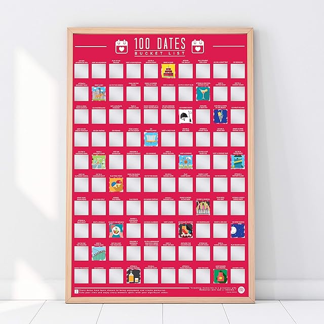 Gift Republic 100 Dates Bucket List Scratch Poster, Pink, A2