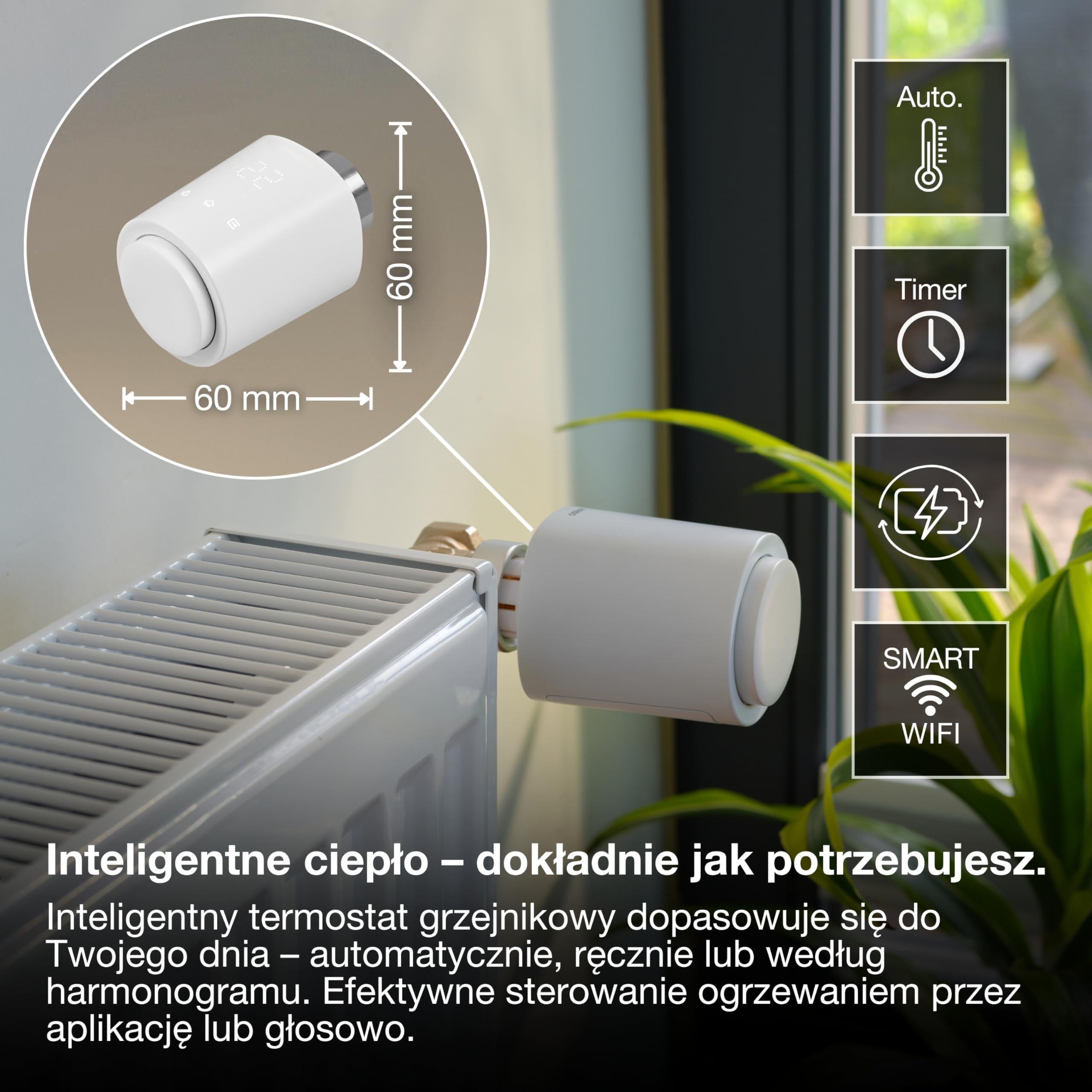 OSRAM Smart+ WIFI termostat grzejnikowy, IP20, tworzywo sztuczne, biały, 3 sztuki w opakowaniu