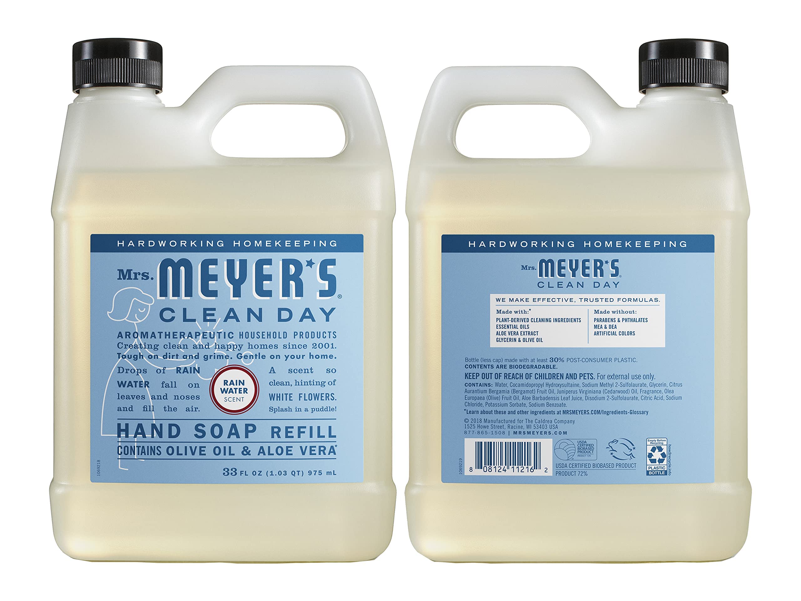 Mrs MEYERS CLEAN DAY Liquid Hand Soap Refill Scent, Rainwater (Pack Of 2)