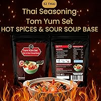 Vista 2 de EZ THAI Mezcla de sopa Tom Yum prémium de 1.6 onzas – Auténtico kit de base de sopa picante y agria con hierbas secas y pasta de chile – Ingrediente