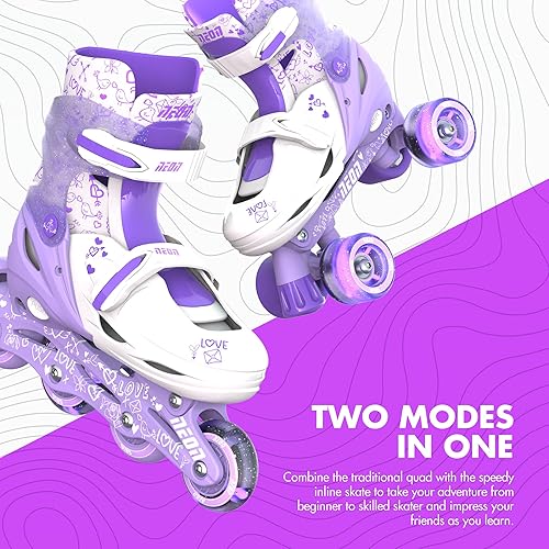 Miniatura 3 de Yvolution Neon Inline Skates for Kids Adjustable Size Skates with Light-Up Wheels, Outdoor Inline Skates for Beginners Girls and Boys