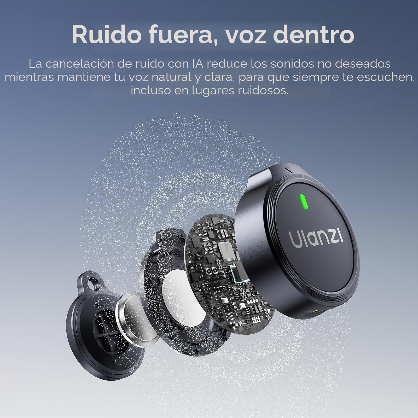 ULANZI A21 Micrófono Inalámbrico USB-C, Micrófono de Solapa con Supresión de Ruido por IA, Micrófono de Botón con Estuche de Carga Magnético, Batería 36 Horas, para iPhone 17-15/Android/Vlogs/YouTube