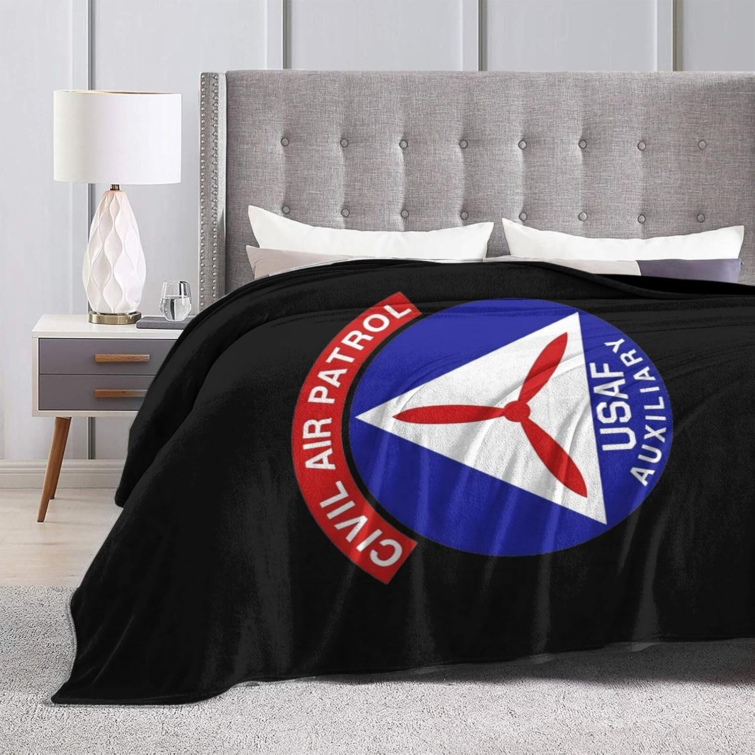 Civil Air Patrol Throw Blanket - Soft Plush Fleece Blanket for Couch, Bed, Sofa - Home Decor Cozy Blankets Gifts for Men, Black, 50x60 Inches