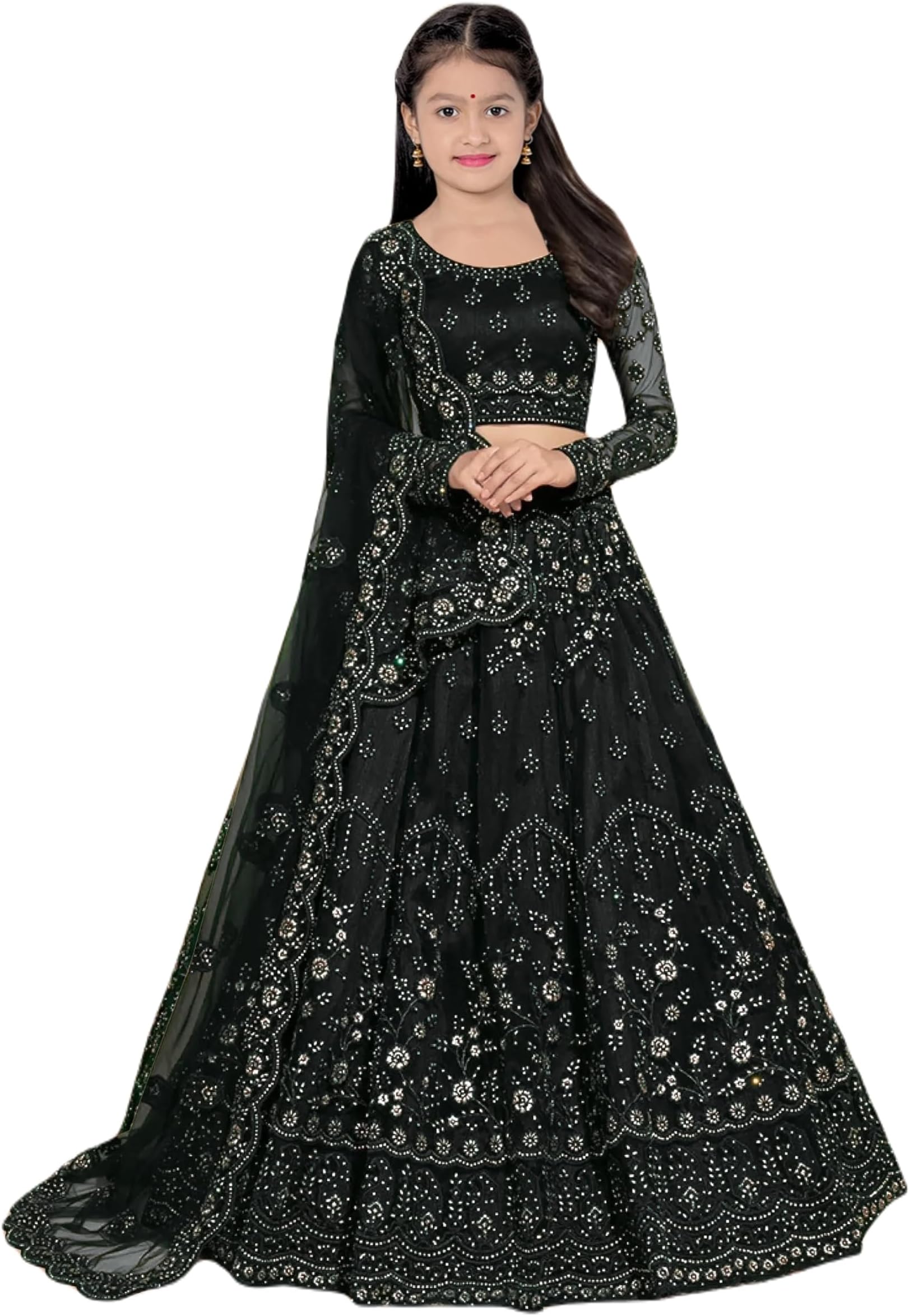 PREHANA FASHION Girls Ethnic Wear Embroidery Work Readymade Traditional Lehenga Choli With Dupatta Set