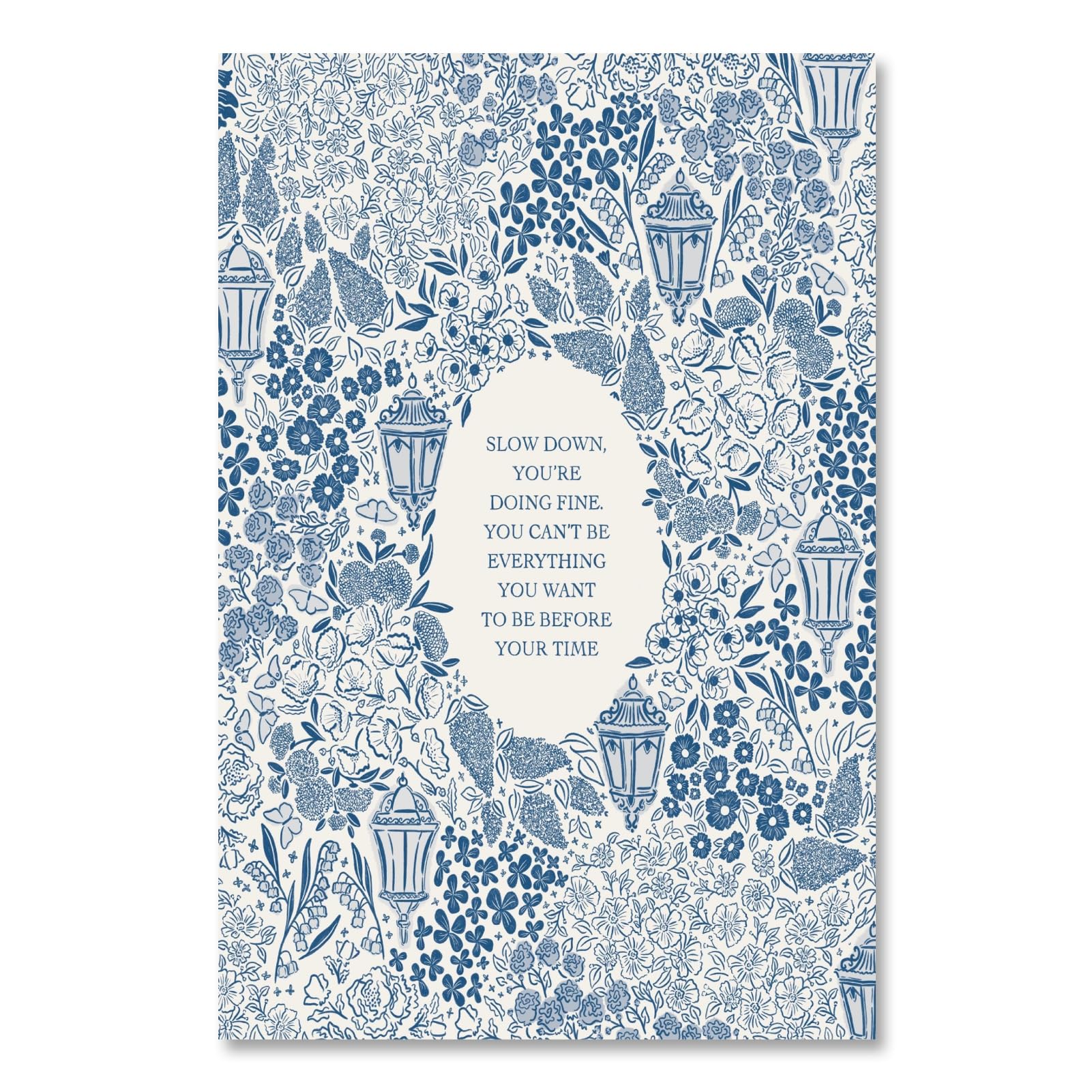 Slow Down Youre Doing Fine Motivational Wall Art Quote Music Posters Blue Floral Canvas Print Vintage Aesthetic Positive