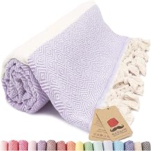 Bazaar Anatolia Turkish Beach Towel 100% Cotton Bath Towel Extra Large Quick Drying Boho Farmhouse Decorative Sheet Bathroom Towel Sand Free Camping Blanket Lavender 71x39 Inch Diamond Lilac