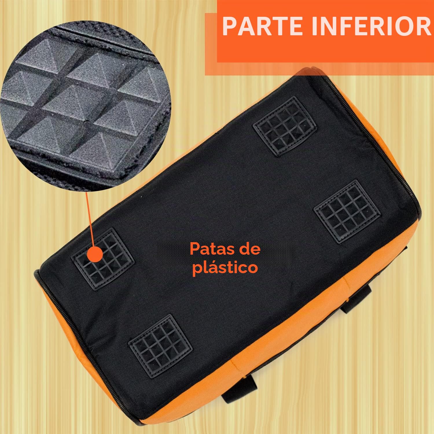 Bolsa de herramientas de 13 pulgadas a prueba de agua de boca ancha correa de hombro ajustable carpintería electricista construcción jardinería herramientas de almacenamiento Naranja y Negro