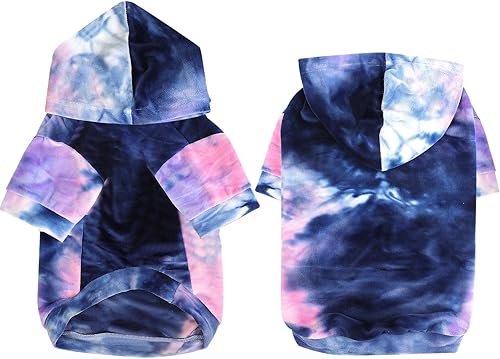 Miniatura 9 de Sudadera con capucha para perro, teñido anudado, para cachorros, abrigo para clima frío, ropa para mascotas para perros y gatos