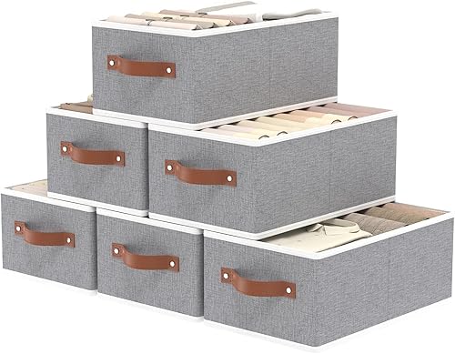 Miniatura 18 de OUTBROS Contenedores de almacenamiento, cestas de almacenamiento plegables para organizar, cajas de almacenamiento de tela con asas, para