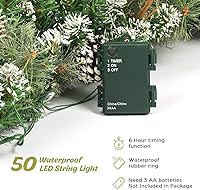 Vista 4 de Guirnalda de Navidad preiluminada de 9 pies con conos de pino, guirnalda de pino artificial nevado para Navidad, 50 luces LED, funciona