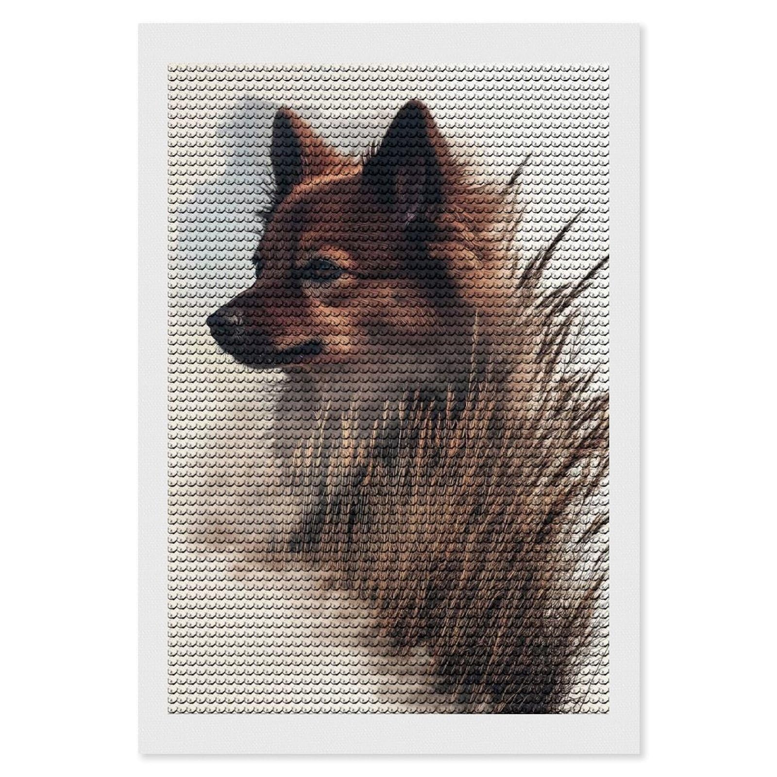Junmoney Wolf in The Grass Diamond Painting Set 8"x12", Sparkling Round Gems, Decorate Your Room, Fun Craft Experience, Modern Decor