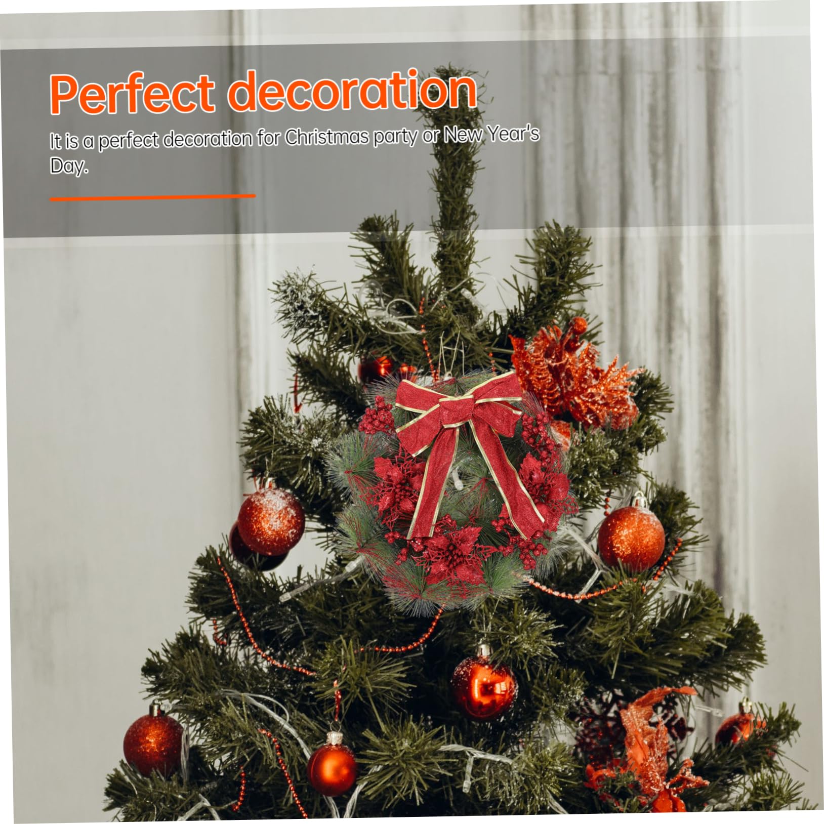 Ciieeo 2 Pièces Guirlande de Noël Decoration Noel Traditionnel Pendentif Noel Fleur Noel Accessoires Photo Noel Guirlande accesoire Noel Ménage Couronne Décoration décorer Plastique Rouge