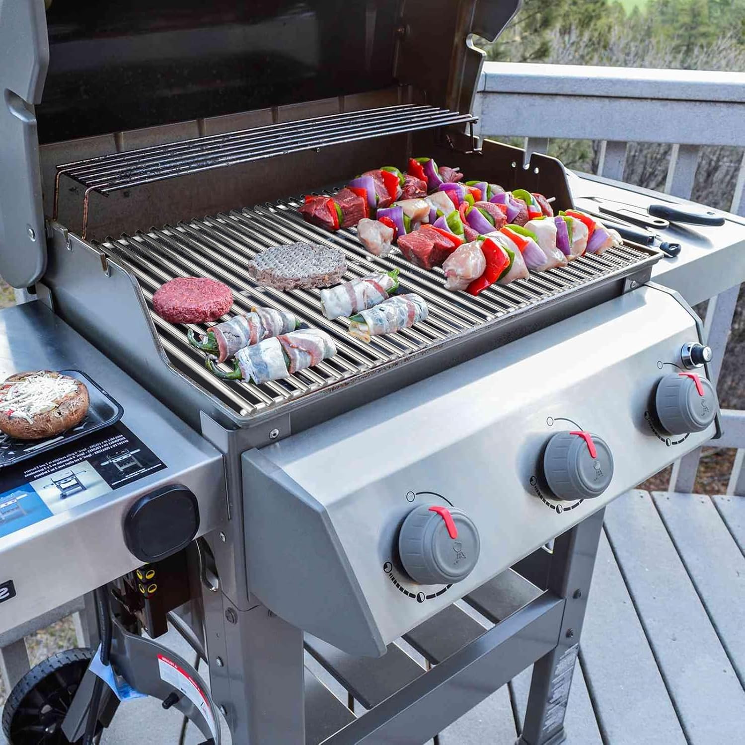 WELL GRILL 7636 Flavorizer Bars & Bruciatore in acciaio inox & Griglia da 44,5 cm con griglia a gas integrata Ricambi per Weber Spirit I & II E/S 310 320 330 Serie