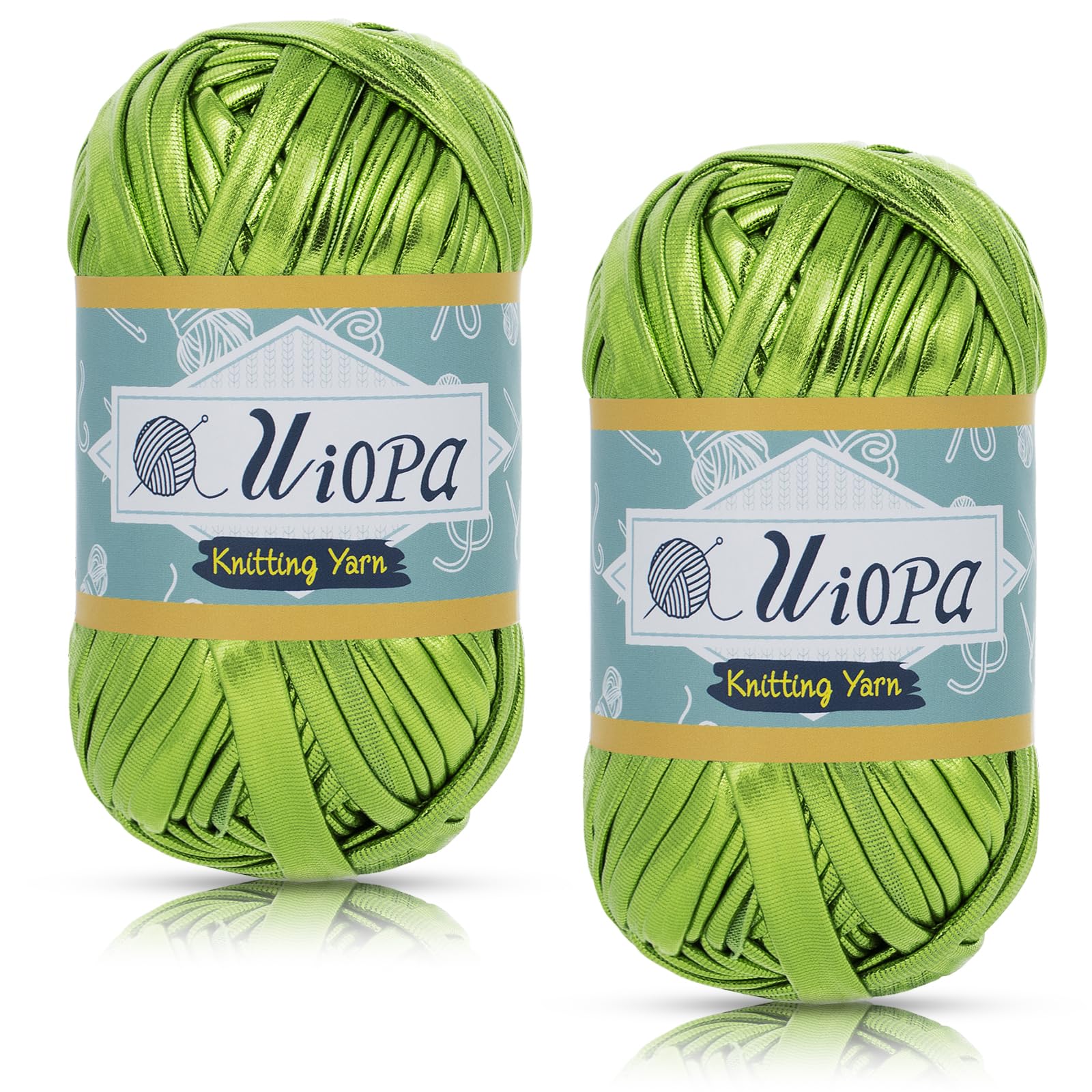 Uiopa Metallic T-Shirt Yarn, 2 x 100g(2 x 45m) Knitting Fabric Cloth Tshirt Yarn