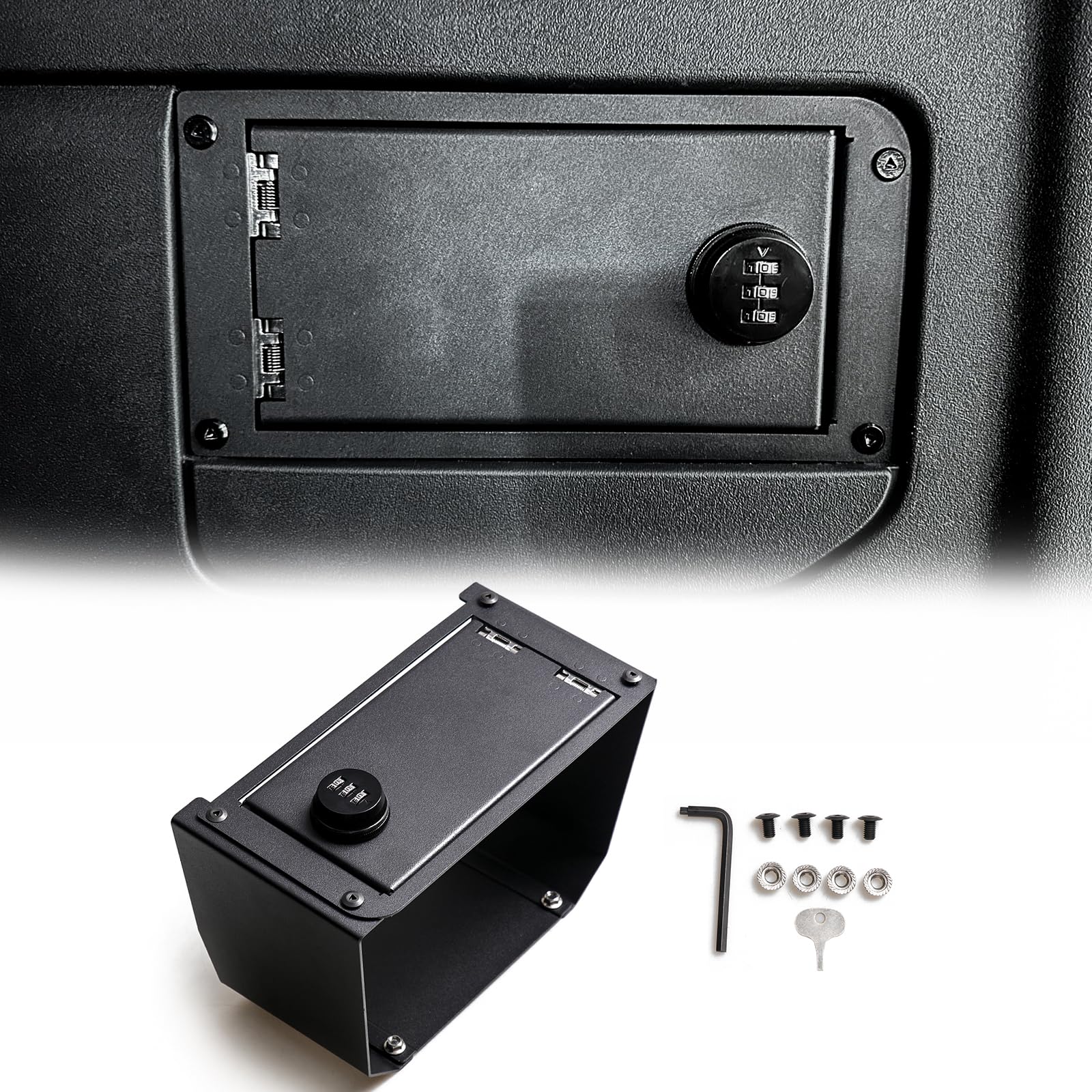 West-xingzhe Trunk Storage Organizer Box Locking Safe Box For Ford Bronco 2021 2022 2023 2024 2025 2/4 Door Interior Accessories, Rear Trunk Storage 3 Digit Combo Password, Black