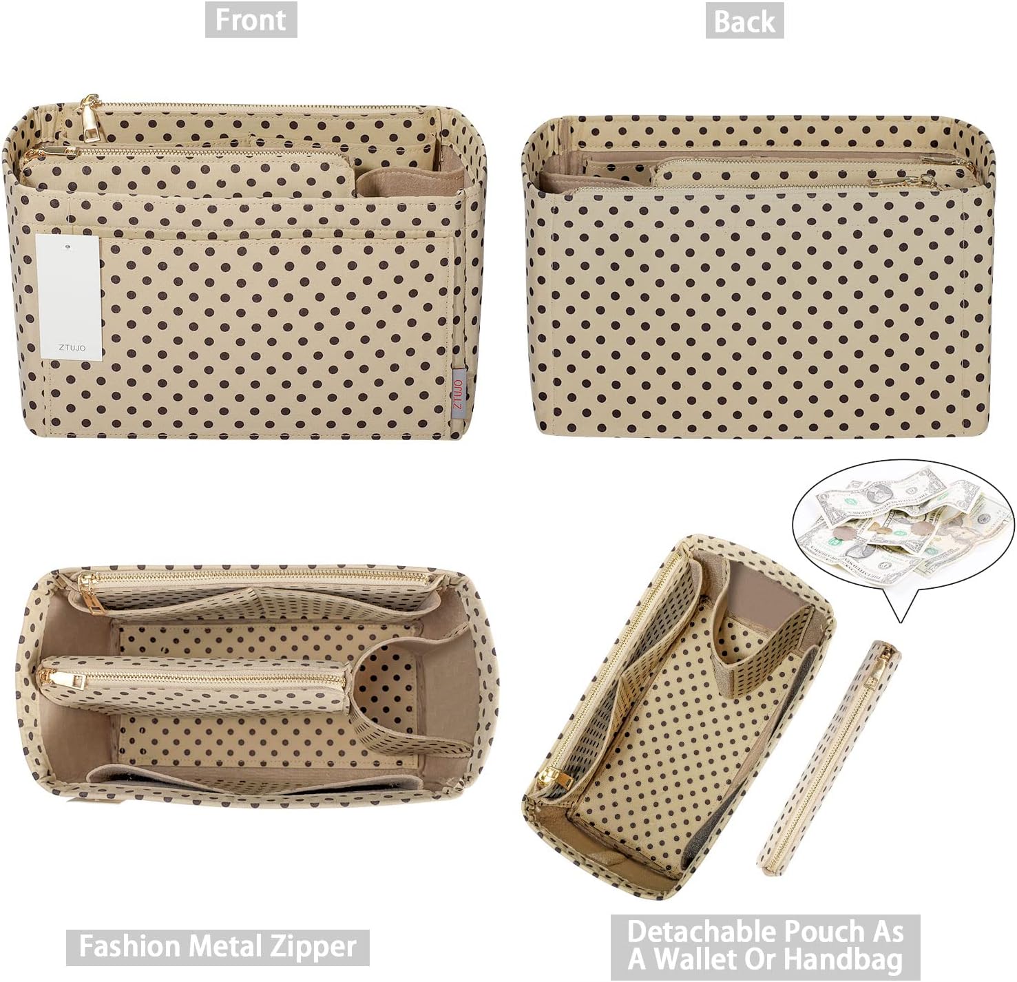 ZTUJO Purse Organizer, Felt Bag Organizer Purse Organizer Insert For Speedy, Neverfull, Graceful, Neverfull,Tote, Handbag,Shaper - Image 2