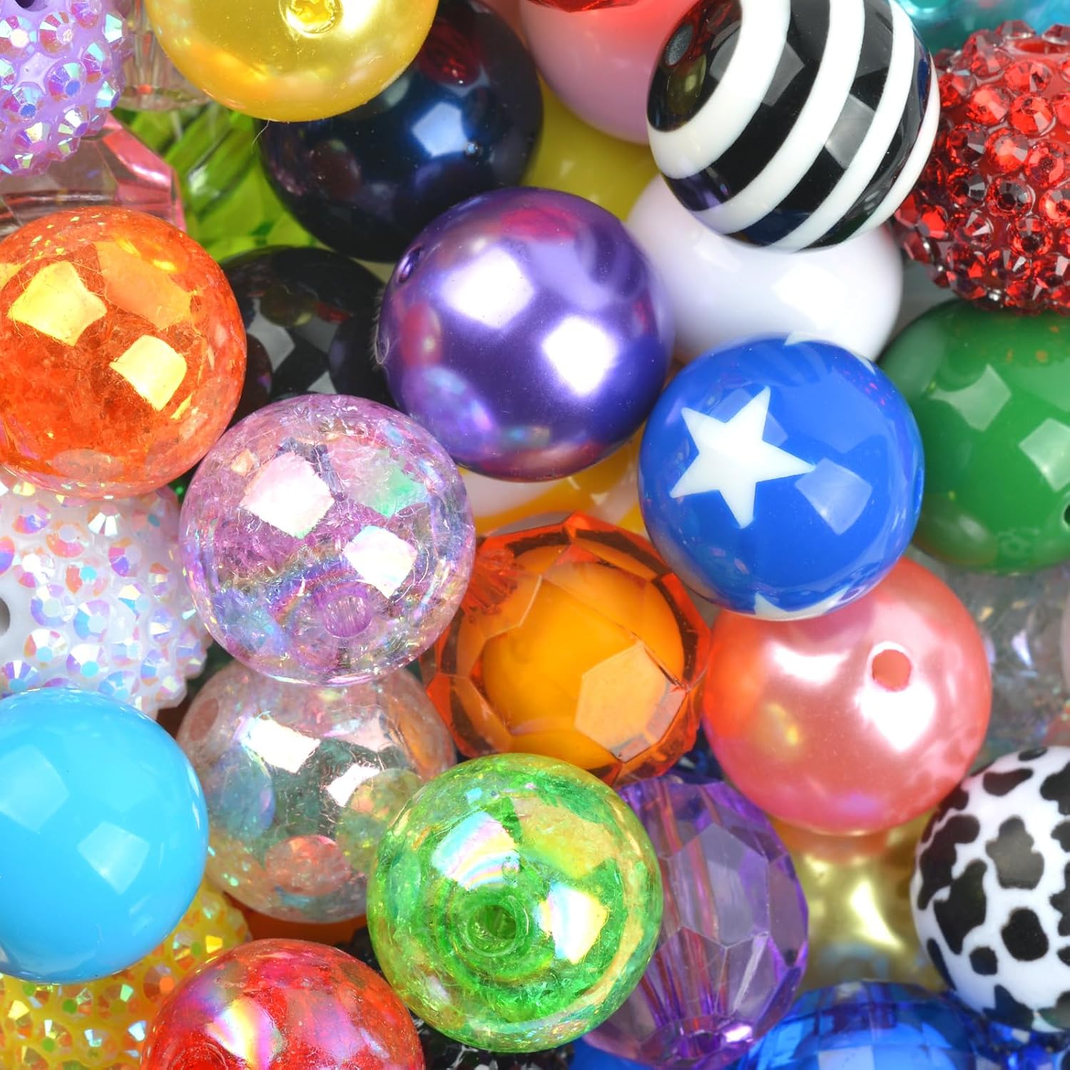 50Pcs Autumn 20mm Bubblegum Beads Set for Pen, Mixed Rhinestone Beads for Jewelry Making, Orange Green Chunky Bead for Necklace Craft, Holiday Deco Supplies (Multicolor 100pcs) - Image 4