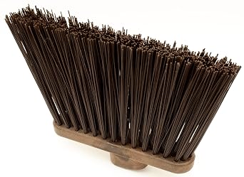 SPARTA Plastic Broom Head, Angled, Un-Flagged for Large Debris Indoor, Outdoor, Home, Restaurant, Lobby, Office, 12 Inches, Brown