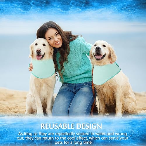 Miniatura 6 de Paquete de 3 bandanas refrescantes para perros, bandana instantánea para mascotas, bandana ajustable para el cuello, disipación de calor, bufandas