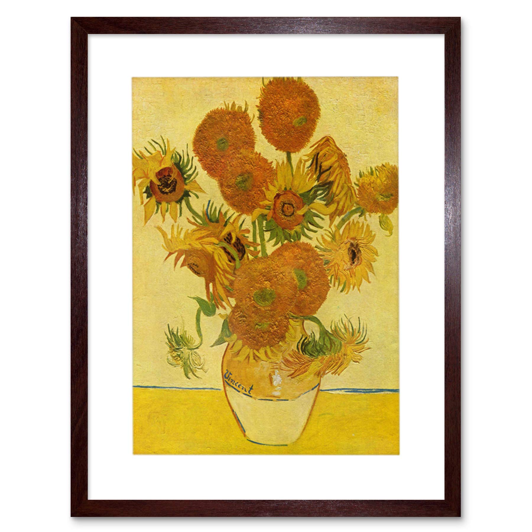 Wee Blue Coo Painting Van Gogh Still Life Sunflowers Framed Wall Art Print
