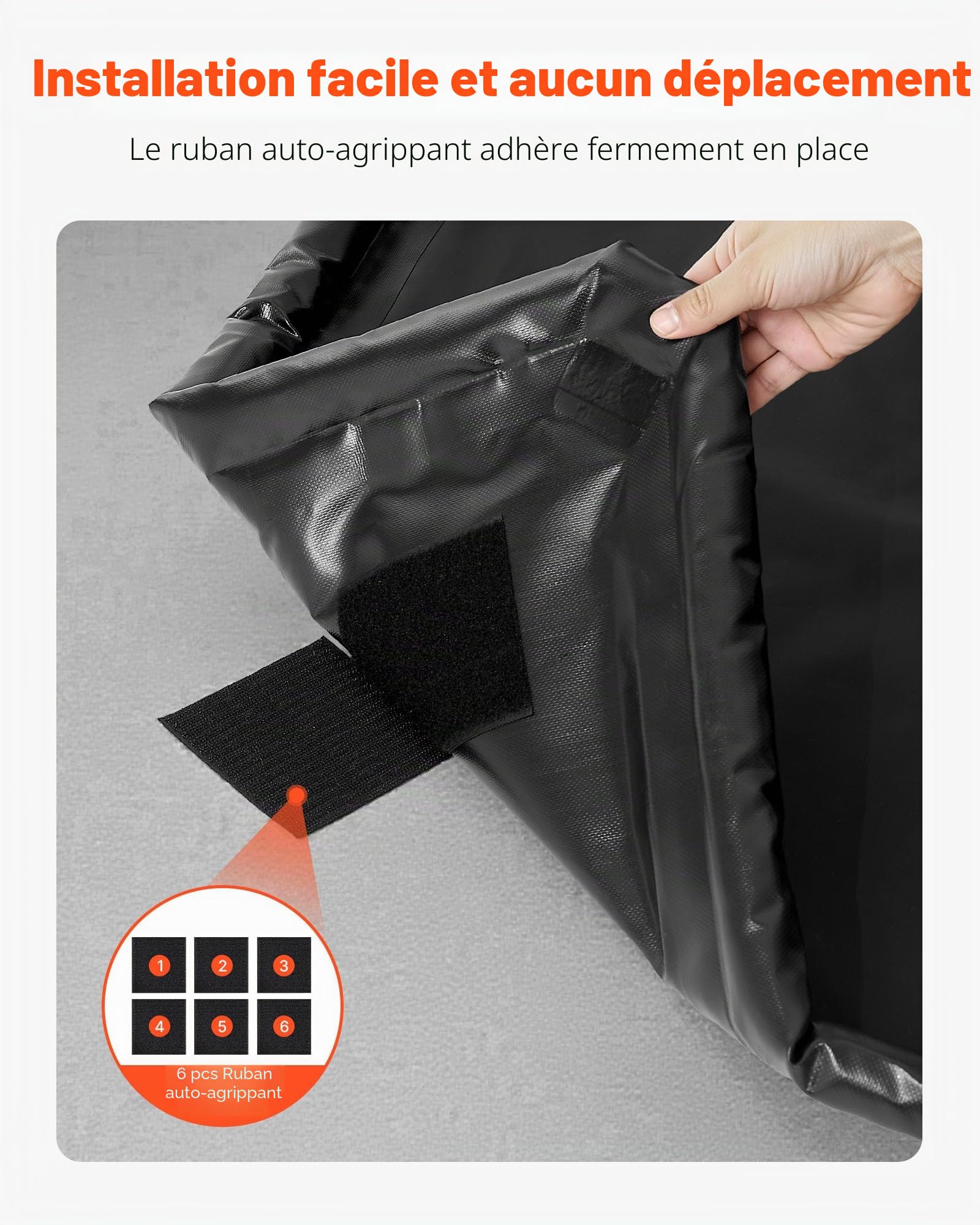 VEVOR Tapis de Confinement Imperméable 2,4x5,5 m, Tapis de Sol de Garage Antidérapant, Rétention à Bord Surélevé, en PVC, avec Raclette de Nettoyage, Contre Neige, Pluie et Boue, pour Voiture