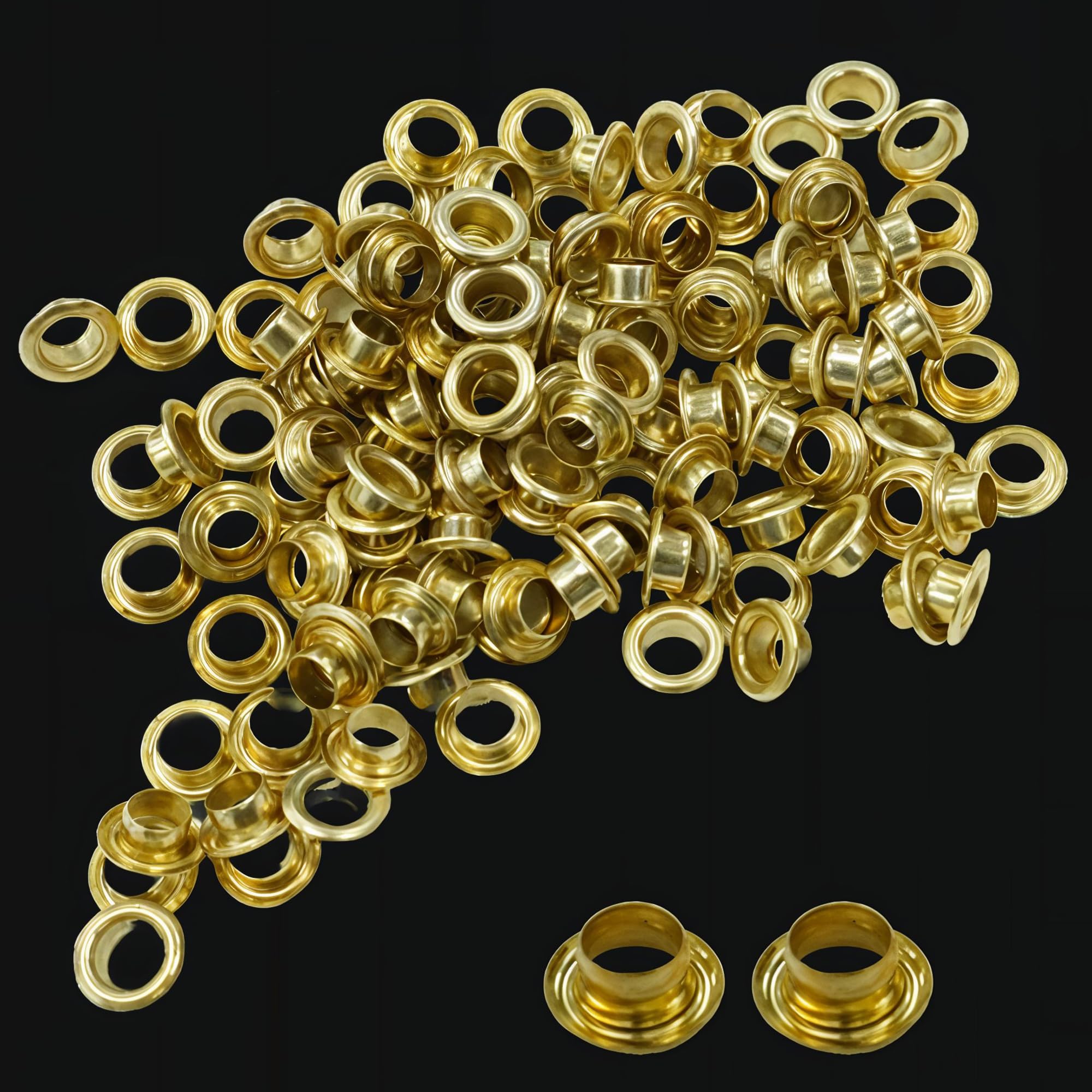 Trimming Shop 12mm Gold Self-Piercing Banner Eyelets for Semi-Automatic Eyelet Machine, Durable Iron Grommets Without Washers for Tarpaulin, Pool Covers, Posters, Pack of 500