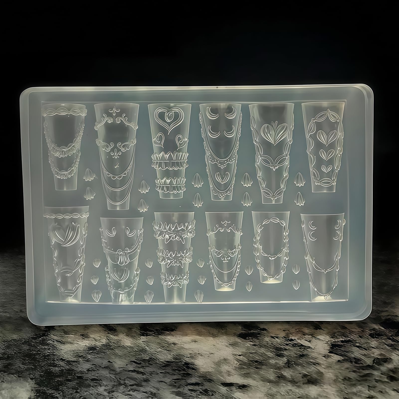 Silikon Stampi per Unghie 3D, Crema Pizzo Design Unghie, Charms Unghie Strumenti in Silicone, Decorazioni per Unghie Accessori per Nail Art