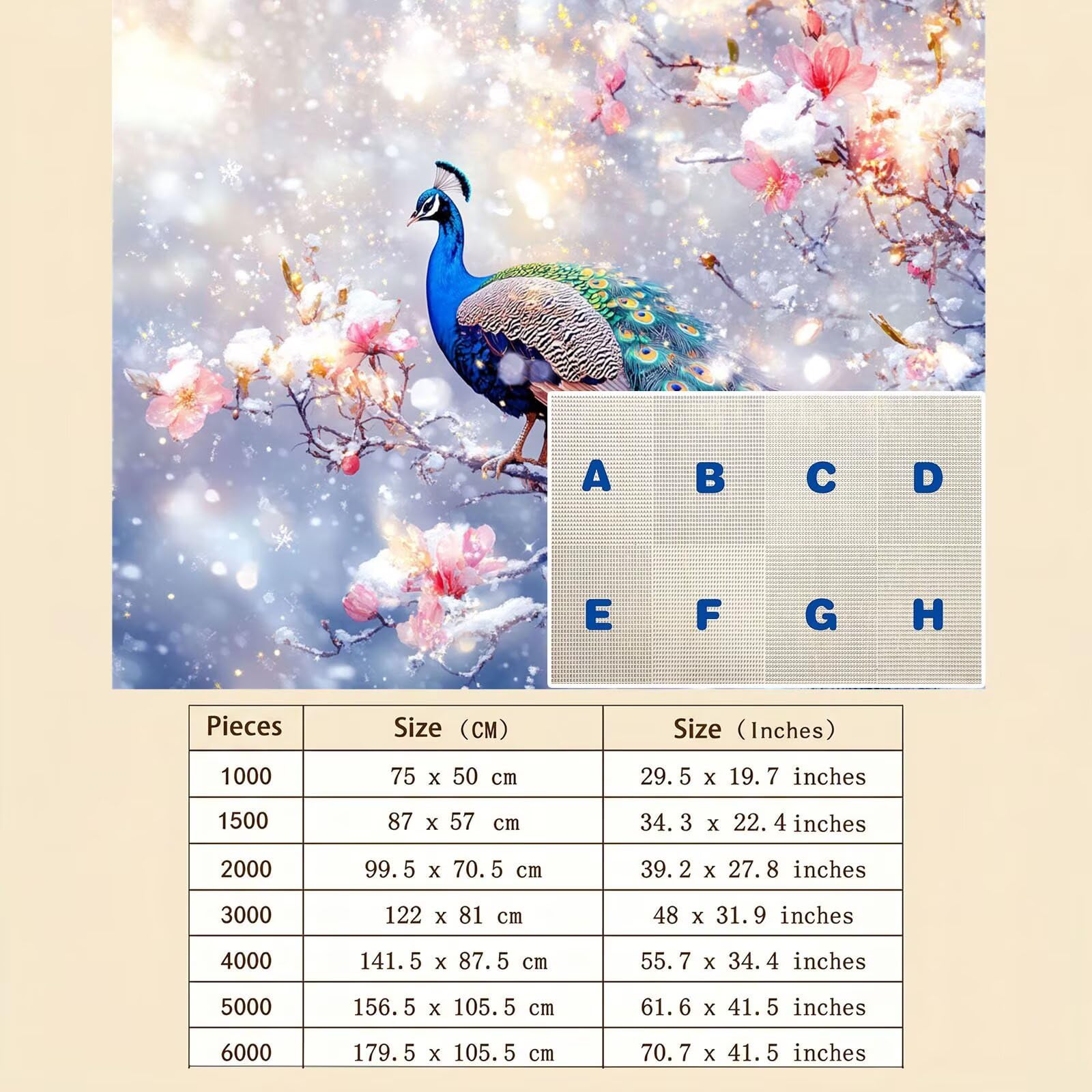 Puzzle 6000 Pezzi Classici, Puzzle Pavone fiore 179 x 105 cm, Gioco Educativo e Antistress in Legno con Poster Incluso, Ttività DIY per Famiglia, Regalo per Appassionati, Decor Parete Casa, f0-590