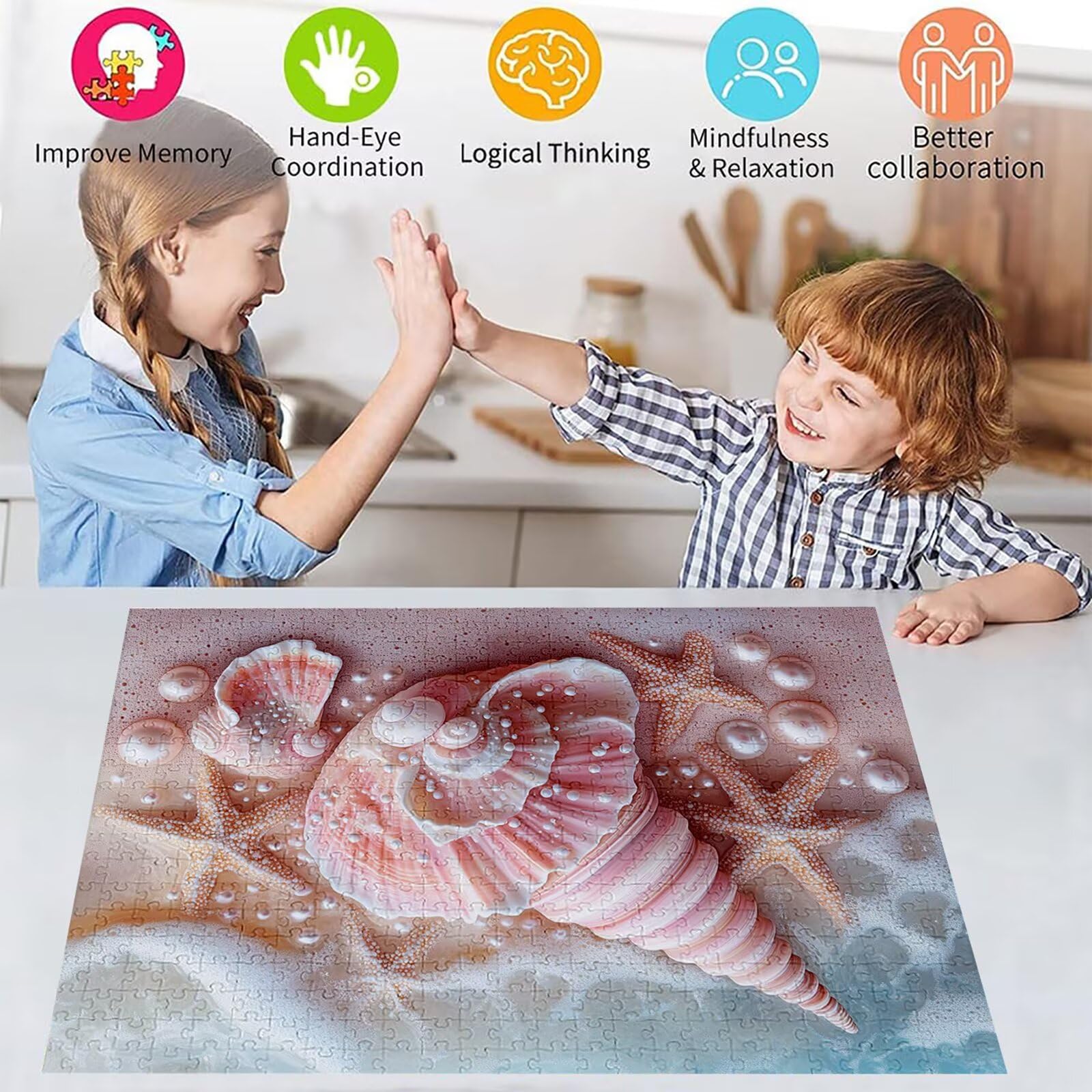 Puzzle 4000 elementów plaża puzzle dla dorosłych muszla 141 x 87 cm unikalne rzemiosło klasyczne 3D drewniana układanka do rodzinnych gier aktywnych, układanka do samodzielnego wykonania nawet do