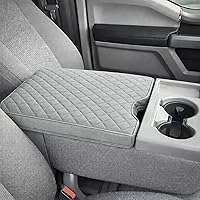 Vista 8 de Funda de consola central de automóvil para Ford F150 2015-2024/F250 F350 F450 2017-2024 de cuero, tapa de caja de reposabrazos de consola central