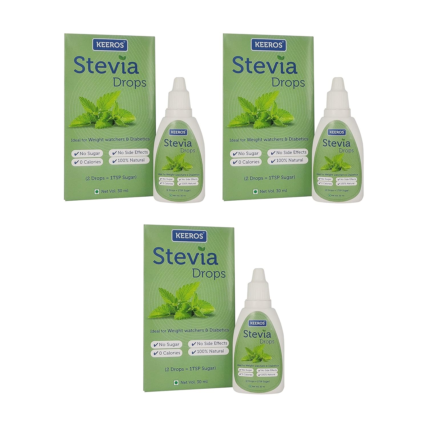 Keeros Stevia Drops Liquid Sweetener 100 Natural Extract of Stevia