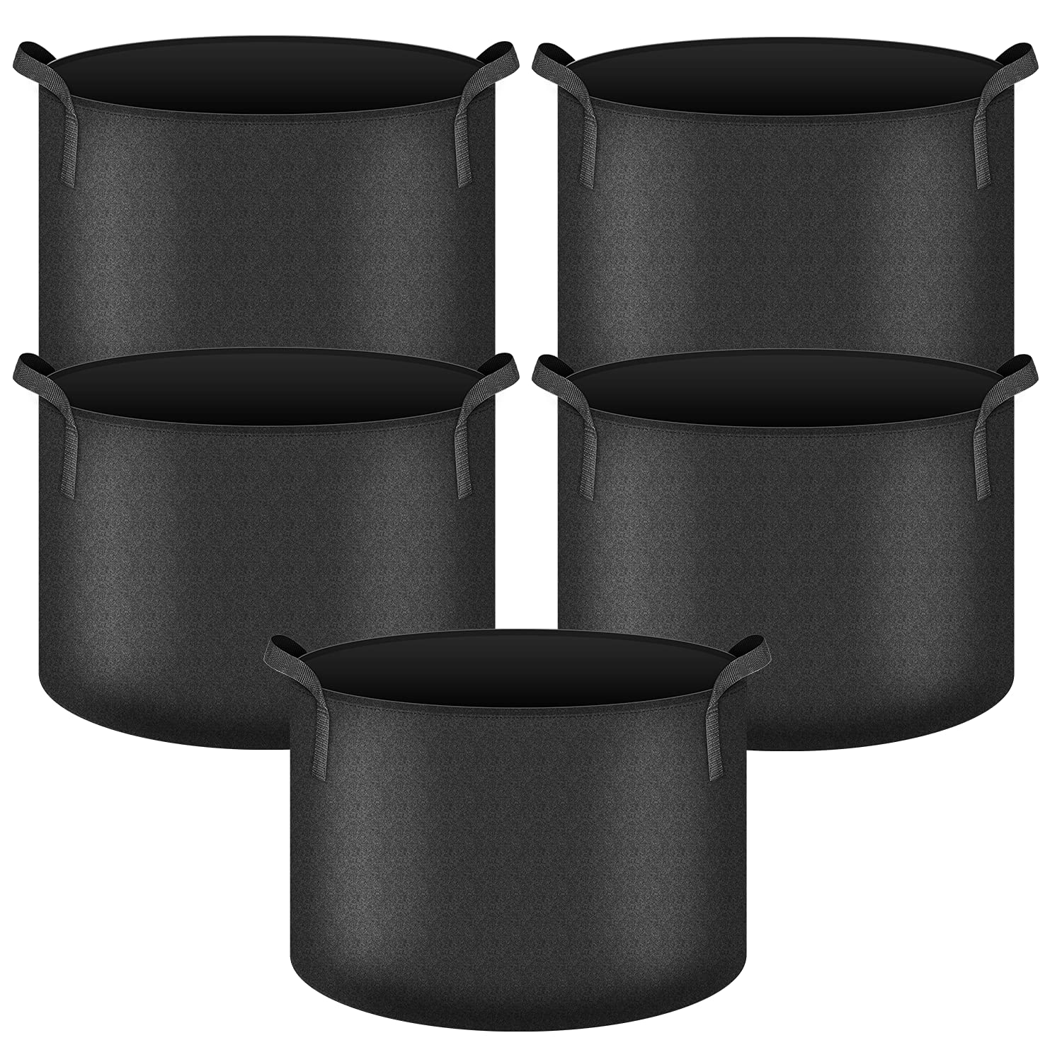 iPower Plant Grow Bag 25-Gallon 5-Pack Heavy Duty Fabric Pots, 300G Thickened Nonwoven Aeration Durable Container, Nylon Strap Handles for Gardening, Planting Fruits Herbs Vegetables Flowers