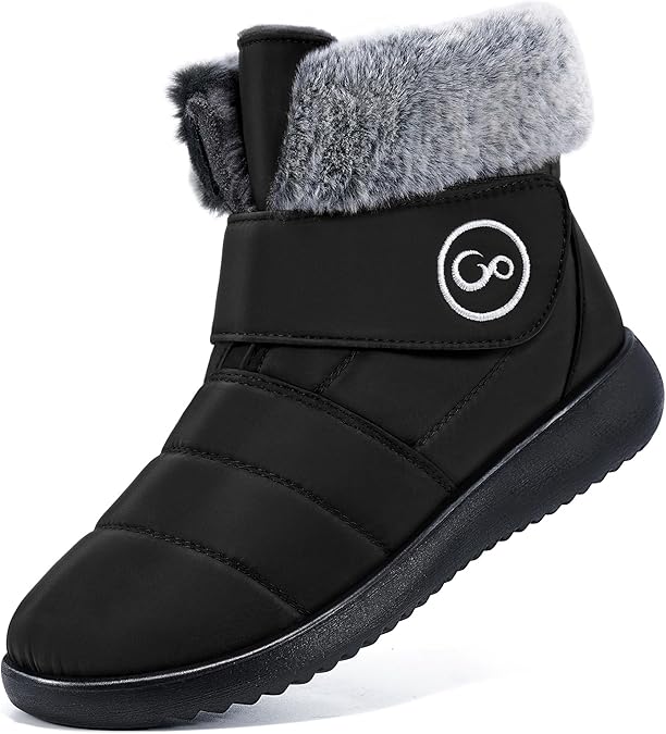Aomigoct Women Winter Snow Boots: Fur Lined Warm Slip On Boots for Women Waterproof Booties Comfortable Outdoor Aomigoct Women Winter Snow Boots: Fur Lined Warm Slip On Boots for Women Waterproof Booties Comfortable Outdoor