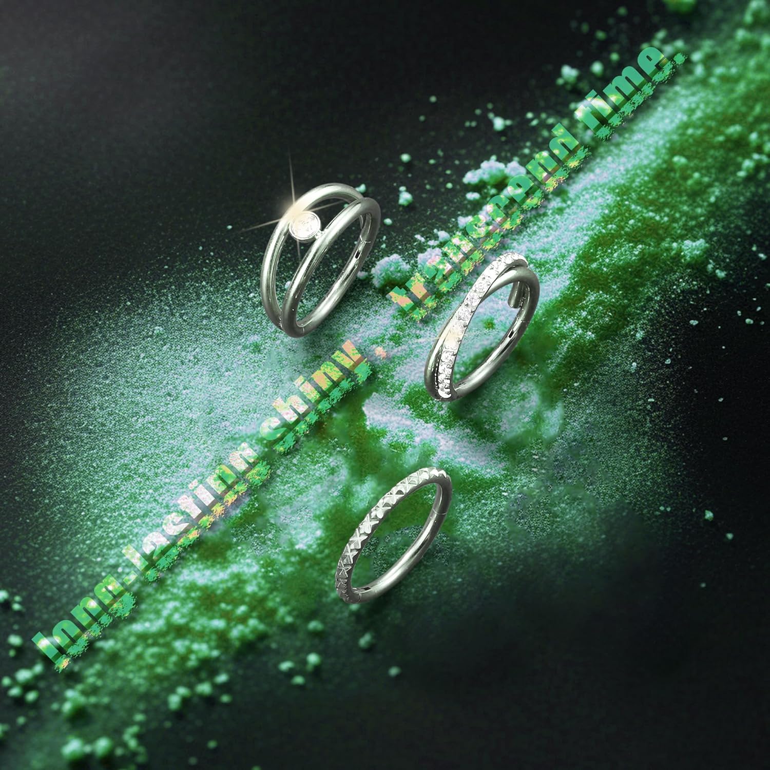 ZHDCC Nose Ring Hoop 3Pcs Surgical Steel Hoop Nose Rings 18G/20G Hinged CZ Nose Piercing Jewelry 14K Gold 8MM/10MM Septum Clicker Lip Rings Helix Rook Tragus Daith (16 gauge - Image 4