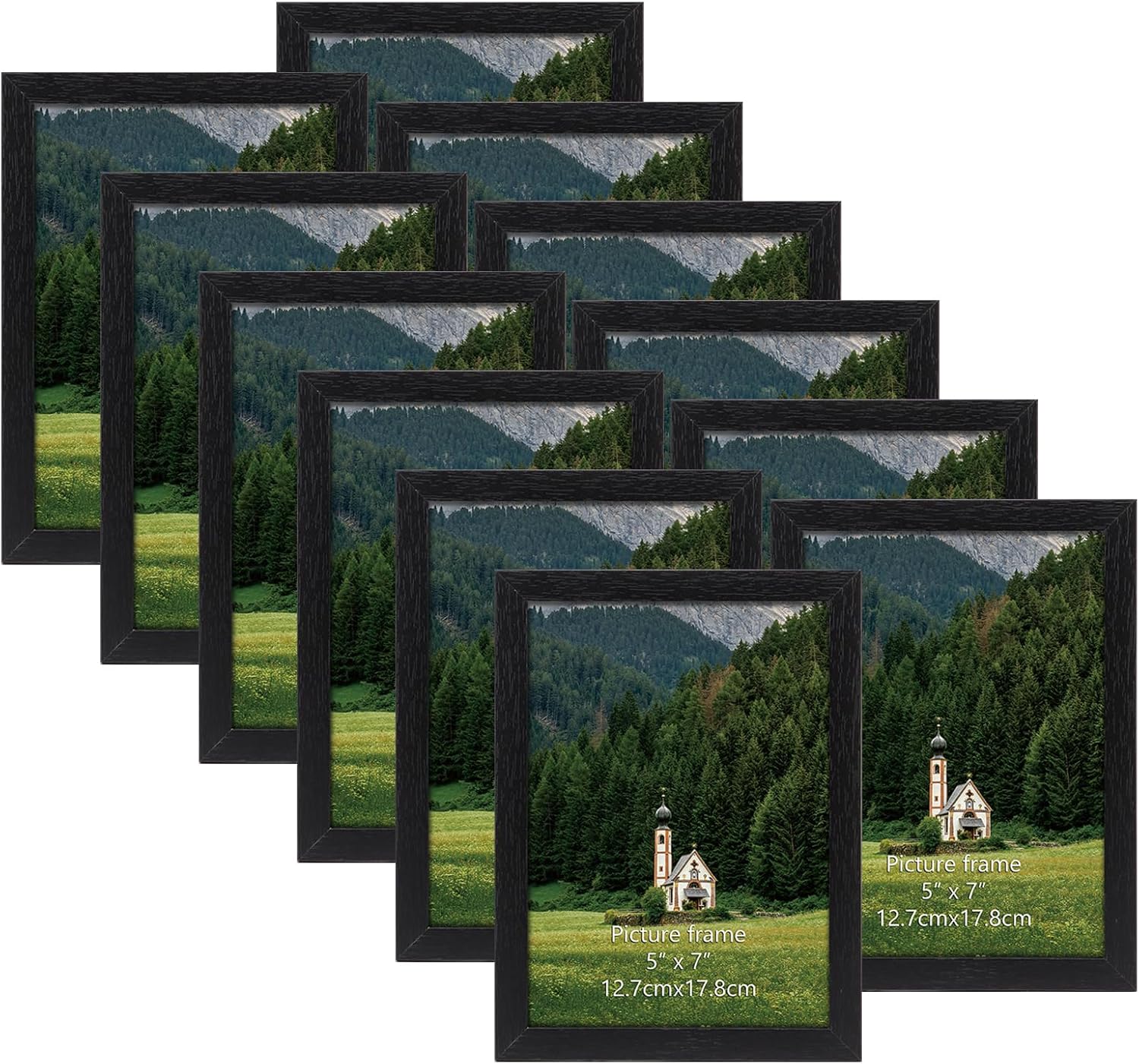 HORLIMER 5x7 Picture Frame Set of 12, Black Picture Frames Display 5 by 7 Photo for Wall or Tabletop 5x7 Black*12