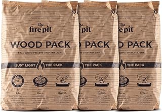 TIKI Wood Pack – 3-Pack Wood Pellets for Smokeless Fire Pits, Easy-to-Use Fire Pit Fuel for Outdoor Heating & Camping, 30+ Minute Burn Time, Made in The USA