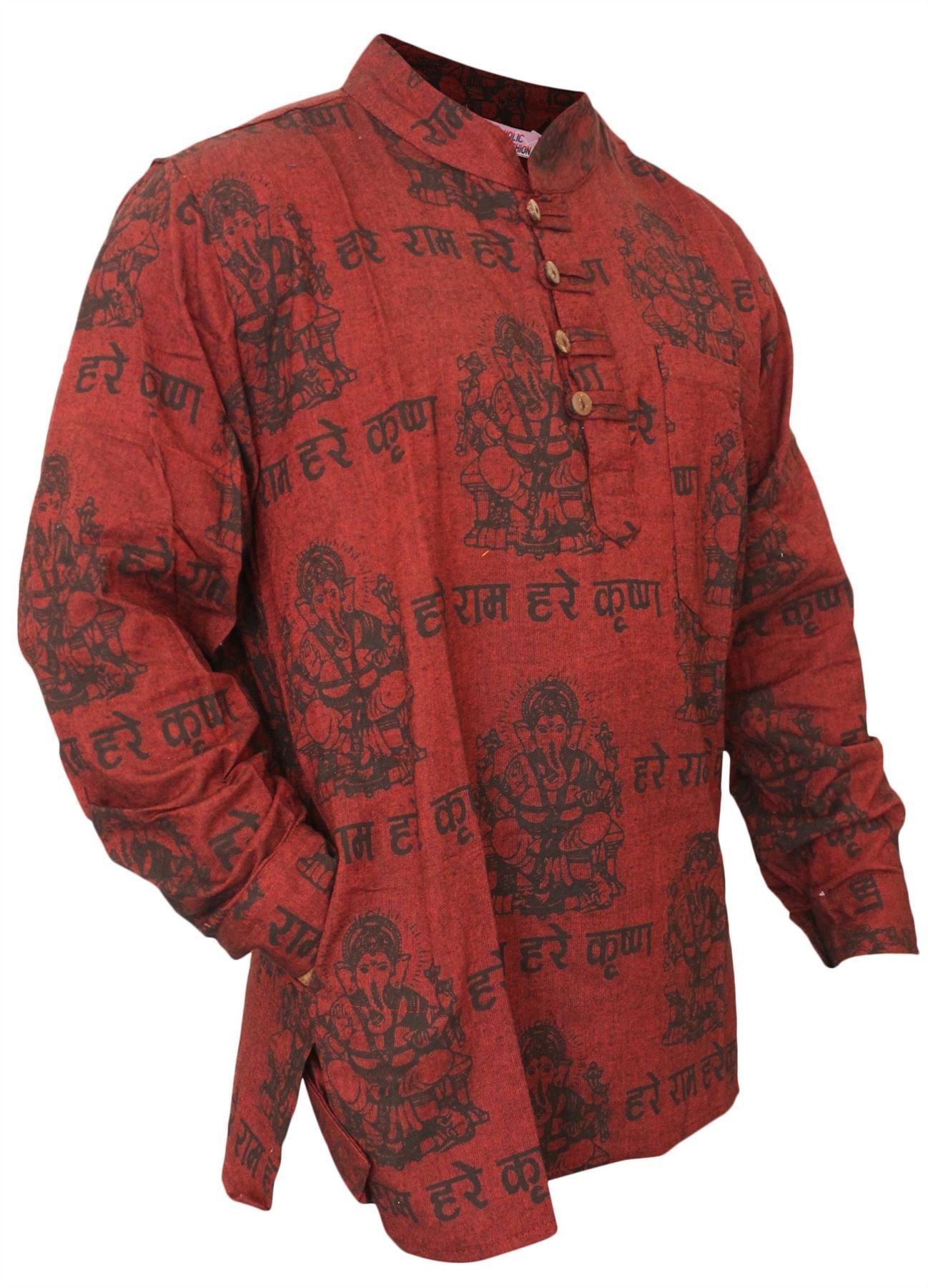 Shopoholic Fashion Men's Maroon Light Weight Festive Hippie Shirt (3Xl, )