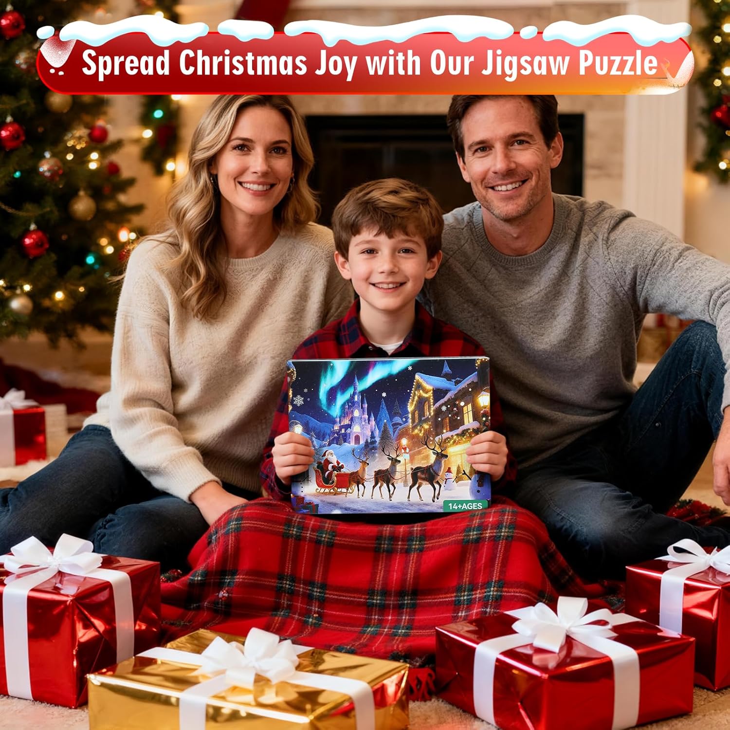 Christmas Jigsaw Puzzles for Adults 1000 Pieces - Santa Claus Under Aurora Borealis - 27 x 20 in - Xmas Winter Holiday Puzzle for Adults - Challenging Family Puzzle Perfect for Game Nights