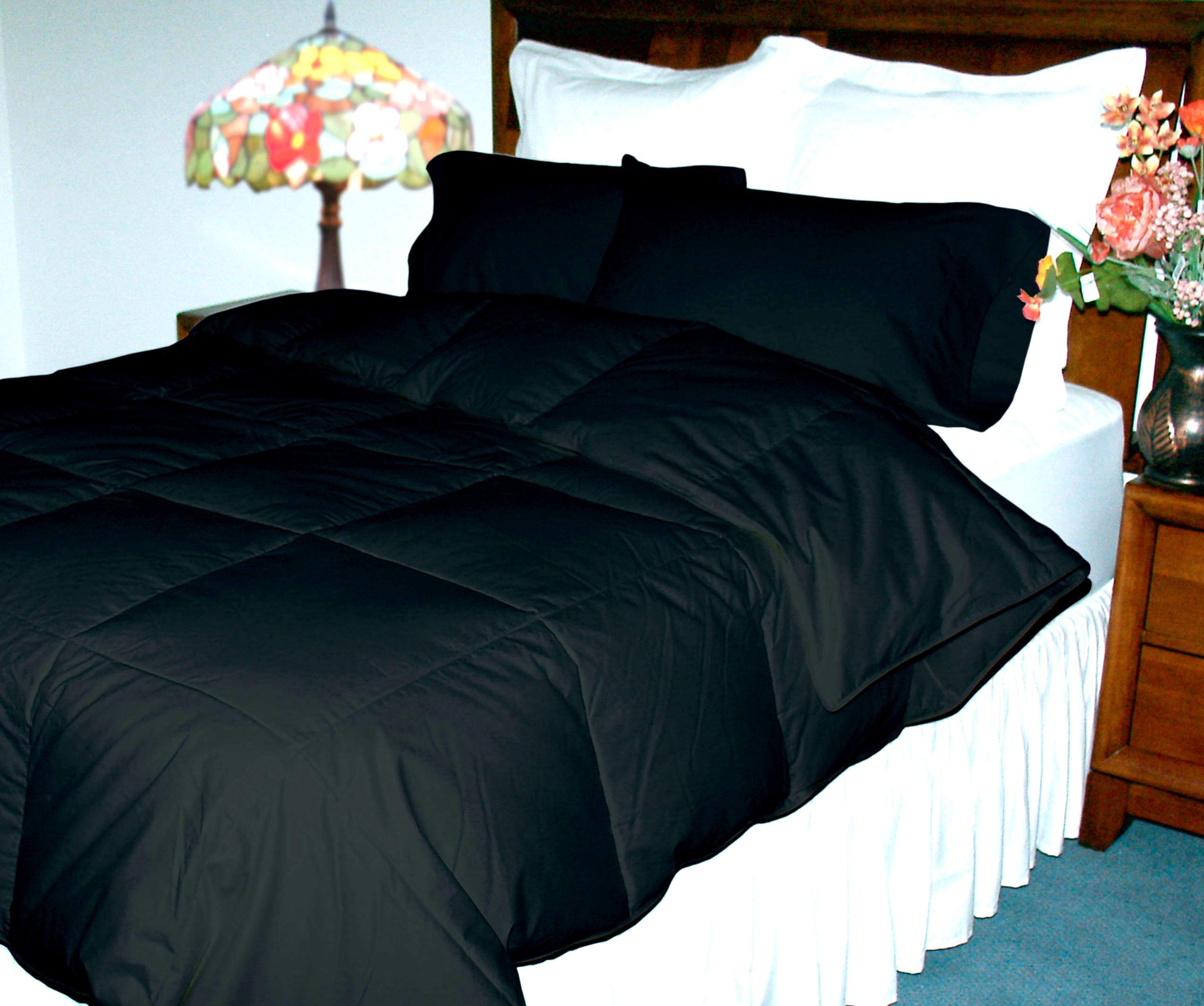 Newpoint Microfiber King Down Comforter, Black
