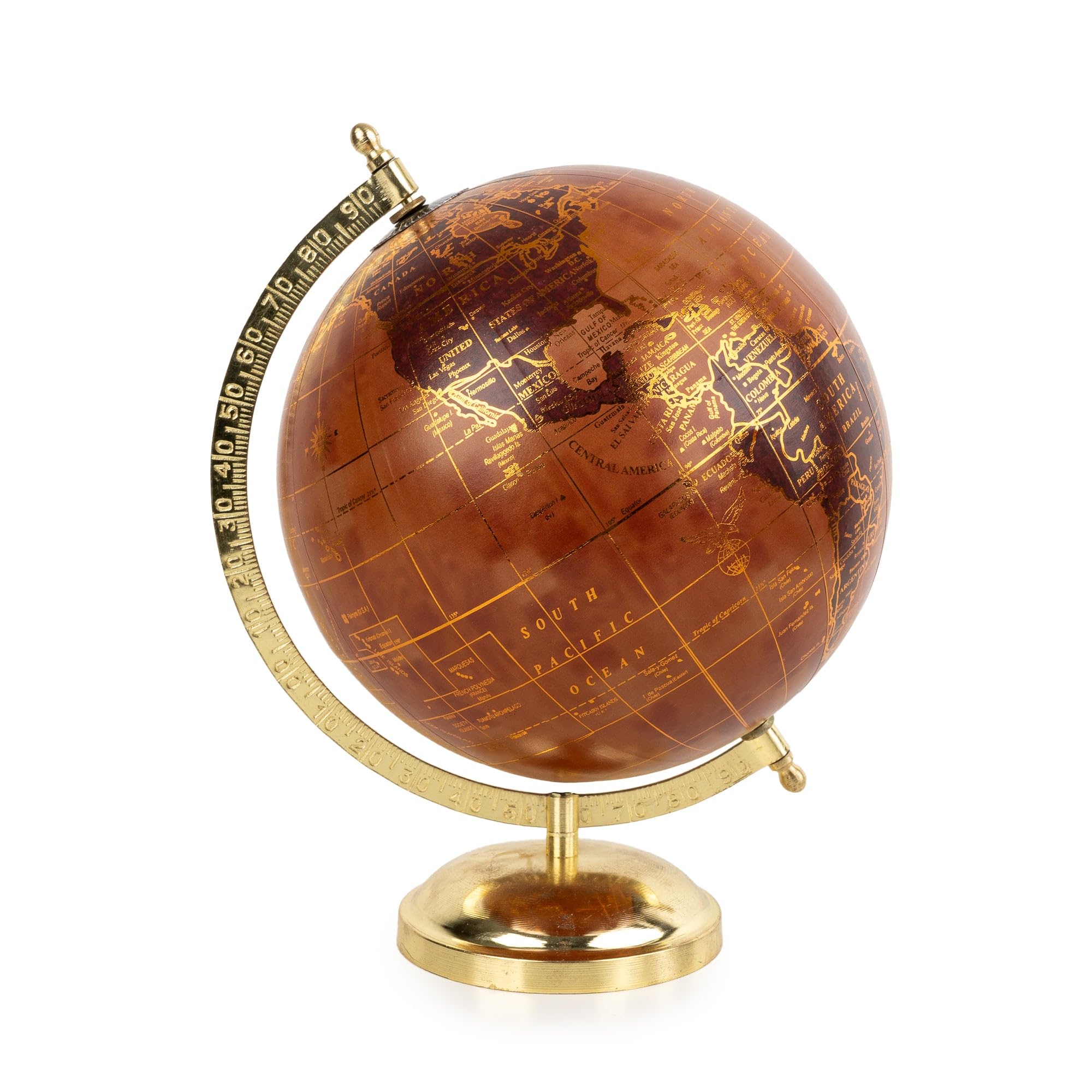 Madison & Mayfair Vintage Orange & Burgundy World Globe With Gold Detailing from B&Q