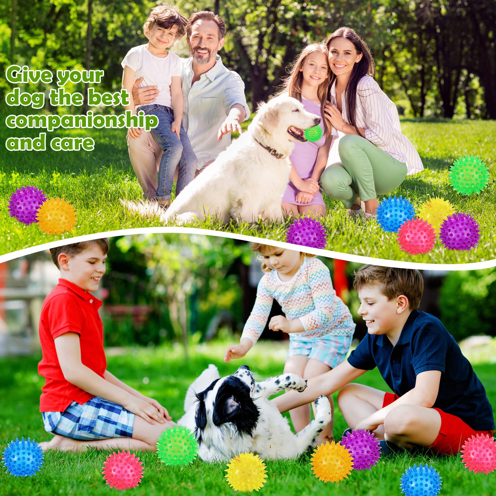 60 Stück 6.5 cm stachelige Hundebälle Quietschbälle für Hunde, kleine Apportiergummibälle, Welpen, stacheliger Ball, Hundespielzeug, Weihnachten, kleine, saubere Zähne und Training, mehrfarbig