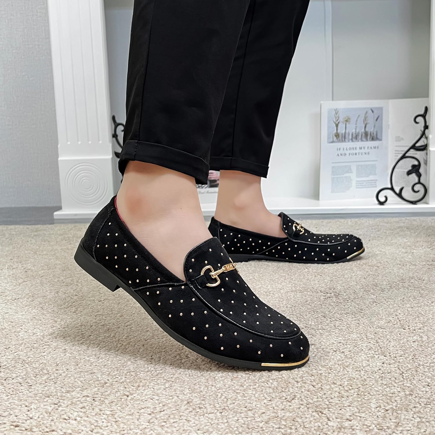 LCQL Men's Luxury Velvet Penny Loafer Shoes Noble Slip-on Suede Loafers Smoking Slippers Plus Size 7-13 - Image 3