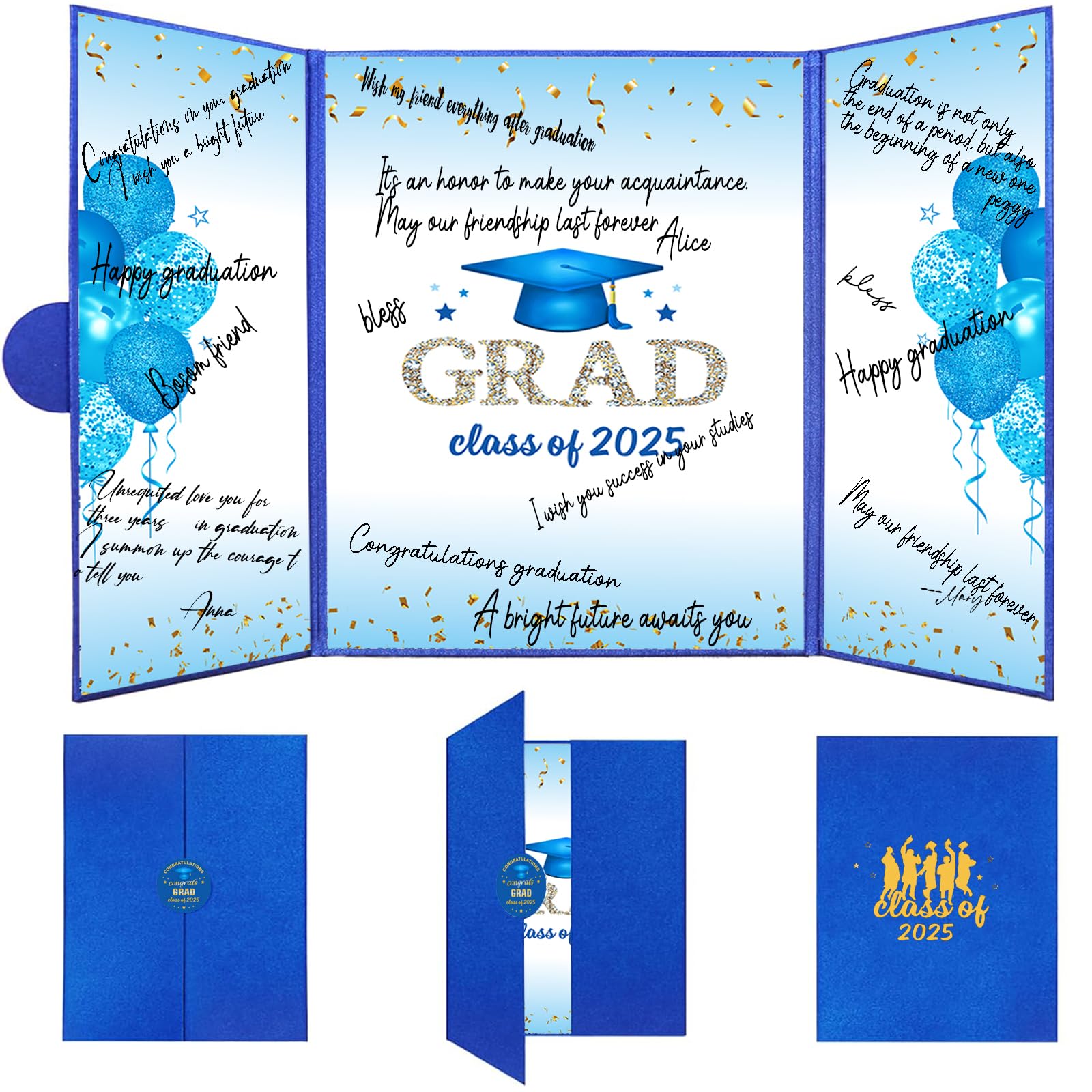 ANAMZOM Graduation Guest Book Alternative 2025 Graduation Party Decorations Blue Graduation Sign in Book to Sign Signature Board Grad Decor Party